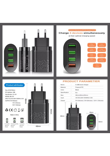 Z5 Çoklu Şarj Adaptörü + J8 Type-C 90 Derece 5A/100W Şarj Kablosu -2mt