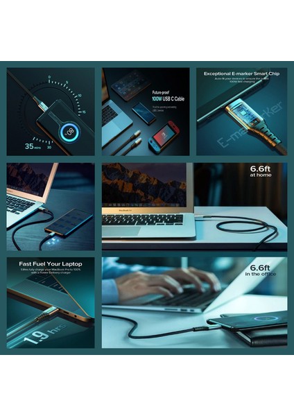 C7 (Type-C)+Micro Usb Girişli Şarj Adaptörü-36W + C1 Type-C To Type-C 5A/100W Şarj Kablosu -2mt