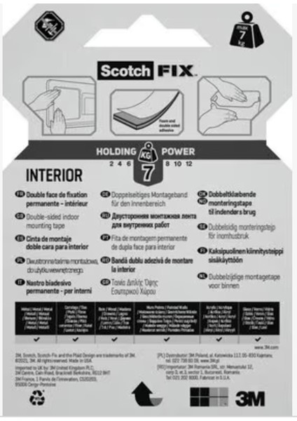 Scotch Fix 4496G Iç Mekan Güçlü Montaj Bandı 19 Mm*5 Metre