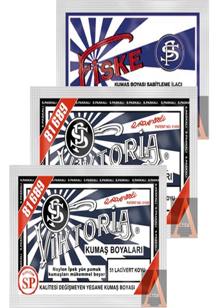 Kumaş Boyası 2 Pkt. Koyu Lacivert+1 Pkt. Sabitleyici Fiske