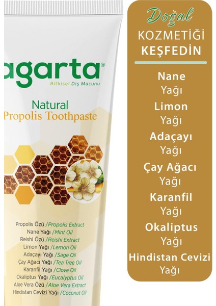 Doğal Propolis Naturel Diş Macunu 100 ML/130 gr x 2 Adet+20 ml Argan Krem