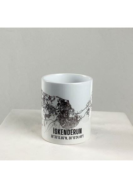 İskenderun Şehir Haritası Baskılı Porselen Kupa