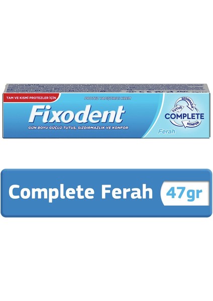 Complete Ferah Diş Protez Yapıştırıcı Krem 47GR x 3 Adet