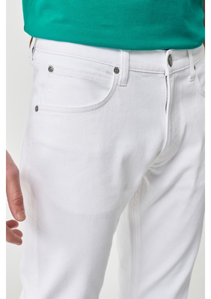 Luke Slim Fit Dar Kesim Normal Bel Beyaz Esnek Pantolon fırsatları