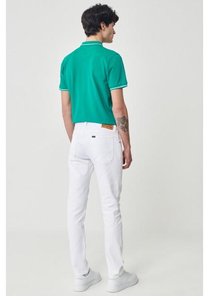 Luke Slim Fit Dar Kesim Normal Bel Beyaz Esnek Pantolon indirimleri