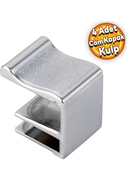 Cam Kapak Kulpu Cam Raf Ahşap Menteşesi Krom 6 mm (4 Adet)