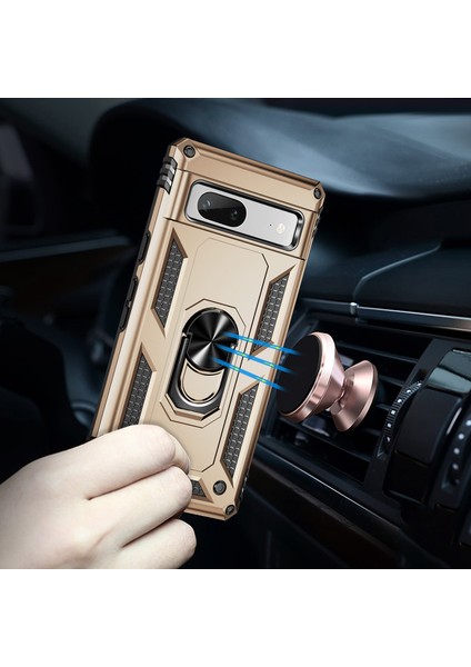 Google Pixel 7A Için Halka Tutuculu Çift Katmanlı Telefon Kılıfı - Altın (Yurt Dışından) modelleri