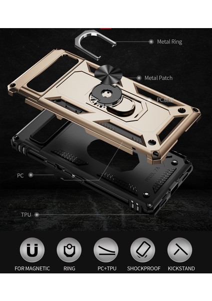 Google Pixel 7A Için Halka Tutuculu Çift Katmanlı Telefon Kılıfı - Altın (Yurt Dışından) fırsatları