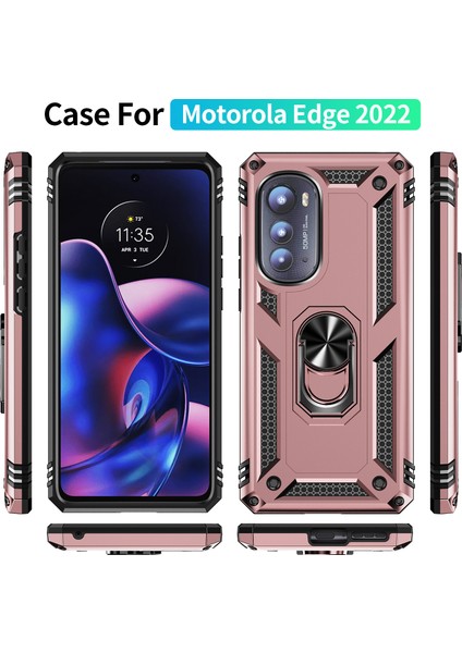 Motorola Edge 2022 Için Halka Tutuculu Çift Katmanlı Telefon Kılıfı - Rose Gold (Yurt Dışından) fiyatları