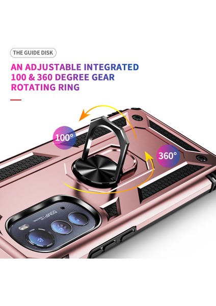 Motorola Edge 2022 Için Halka Tutuculu Çift Katmanlı Telefon Kılıfı - Rose Gold (Yurt Dışından) indirimleri