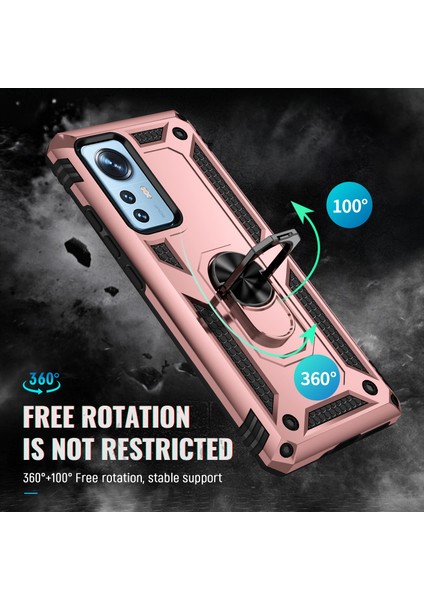 Xiaomi 12 Pro Için Halka Tutuculu Çift Katmanlı Telefon Kılıfı - Rose Gold (Yurt Dışından) fiyatları