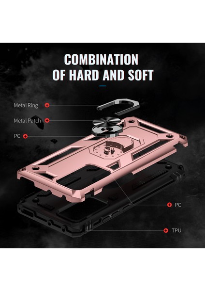 Xiaomi 12 Pro Için Halka Tutuculu Çift Katmanlı Telefon Kılıfı - Rose Gold (Yurt Dışından) modelleri