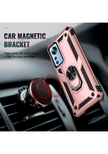 Xiaomi 12 Pro Için Halka Tutuculu Çift Katmanlı Telefon Kılıfı - Rose Gold (Yurt Dışından) fırsatları