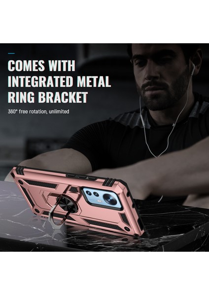 Xiaomi 12 Pro Için Halka Tutuculu Çift Katmanlı Telefon Kılıfı - Rose Gold (Yurt Dışından) indirimleri