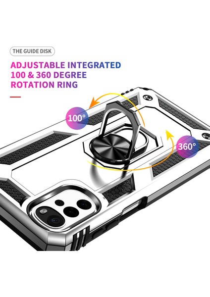 Motorola Moto G22 Için Halka Tutuculu Çift Katmanlı Telefon Kılıfı - Gümüş (Yurt Dışından) indirimleri