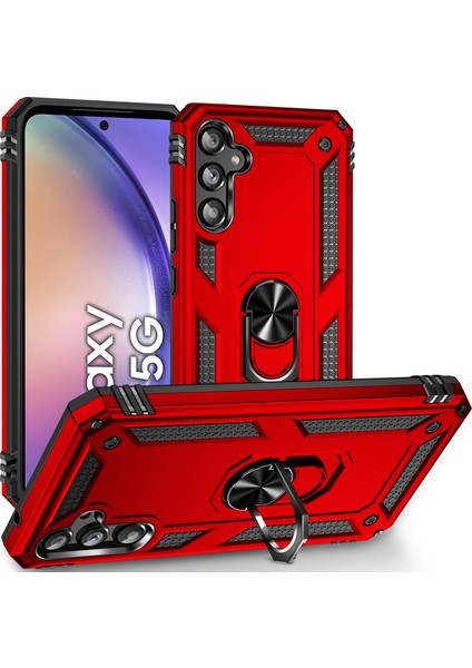 Samsung Galaxy A54 Için Halka Tutuculu Çift Katmanlı Telefon Kılıfı - Kırmızı (Yurt Dışından)