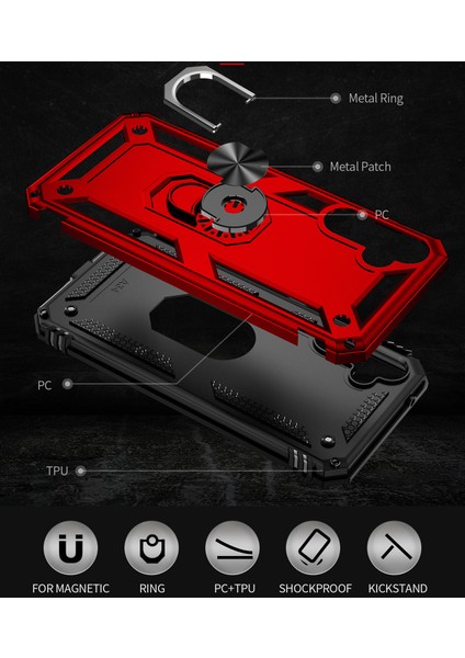 Samsung Galaxy A54 Için Halka Tutuculu Çift Katmanlı Telefon Kılıfı - Kırmızı (Yurt Dışından) modelleri