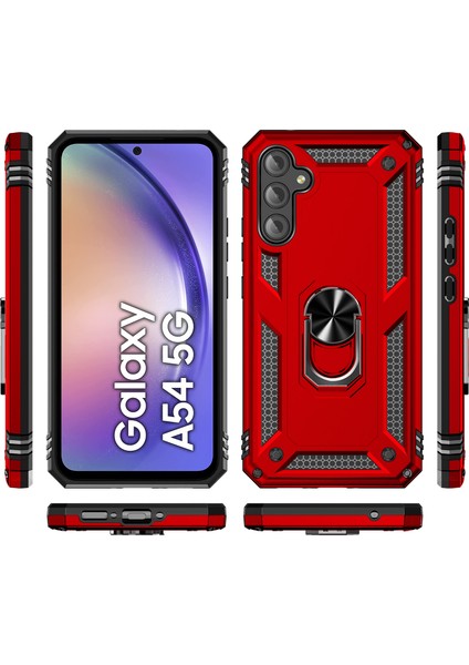 Samsung Galaxy A54 Için Halka Tutuculu Çift Katmanlı Telefon Kılıfı - Kırmızı (Yurt Dışından) indirimleri