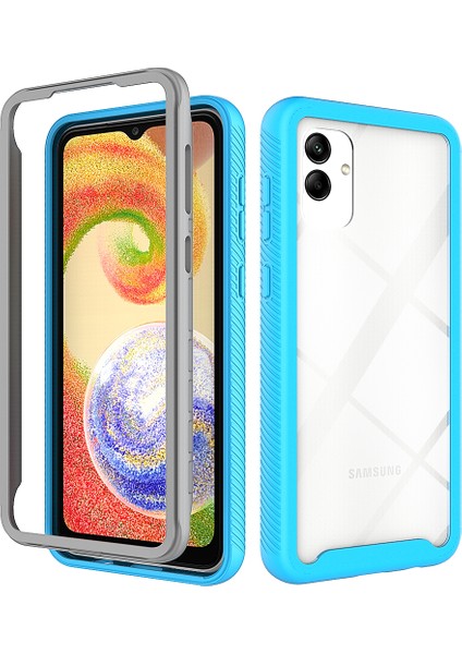 Samsung Galaxy A04 Için Hibrit Bumper Tam Koruma Telefon Kılıfı - Mavi (Yurt Dışından)