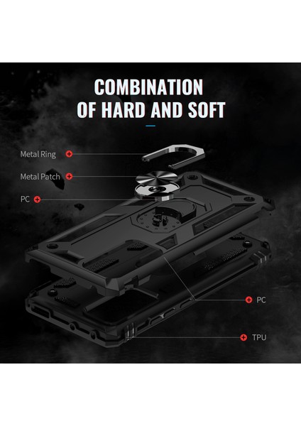 Xiaomi 12 Pro Için Halka Tutuculu Çift Katmanlı Telefon Kılıfı - Siyah (Yurt Dışından)
