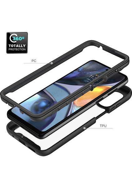 Motorola Moto G22 Için Hibrit Bumper Tam Koruma Telefon Kılıfı - Kırmızı (Yurt Dışından) modelleri