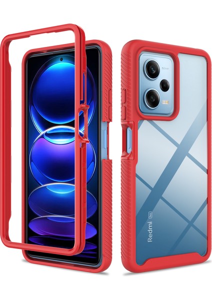 Xiaomi Poco X5 Pro Için Hibrit Bumper Tam Koruma Telefon Kılıfı - Kırmızı (Yurt Dışından)