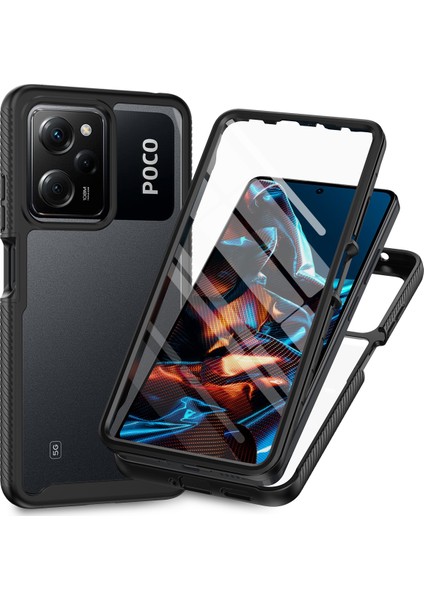 Xiaomi Poco X5 Pro Için Dahili Ekran Koruyucu Tam Gövde Koruma Telefon Kılıfı - Siyah (Yurt Dışından)