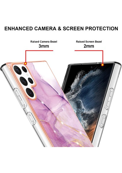 Samsung Galaxy S22 Ultra 5g Için Mermer Şık Desenli Tpu Tampon Telefon Kılıfı - Pembe (Yurt Dışından) fırsatları
