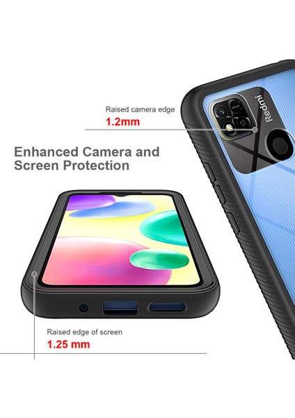 Xiaomi Redmi 10A Için Hibrit Bumper Tam Koruma Telefon Kılıfı - Siyah (Yurt Dışından)