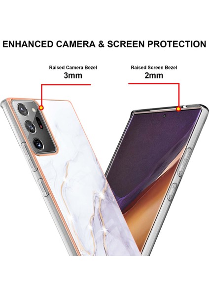Samsung Galaxy Note 20 Ultra Için Mermer Şık Desenli Tpu Tampon Telefon Kılıfı - Beyaz (Yurt Dışından) fırsatları