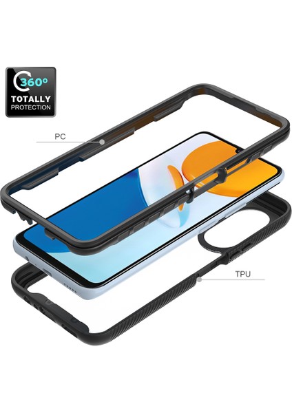 Huawei Honor X7 Için Dahili Ekran Koruyucu Tam Gövde Koruma Telefon Kılıfı - Siyah (Yurt Dışından)