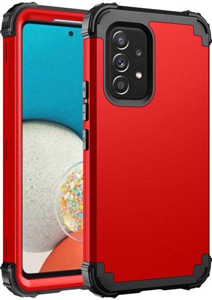 Samsung Galaxy A53 5g Için Yumuşak Silikon Sert Pc Tampon Telefon Kılıfı - Kırmızı (Yurt Dışından)