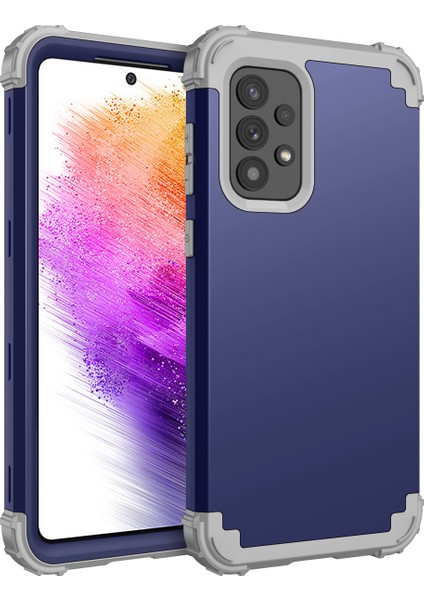 Samsung Galaxy A73 5g Için Yumuşak Silikon Sert Pc Tampon Telefon Kılıfı - Lacivert (Yurt Dışından)
