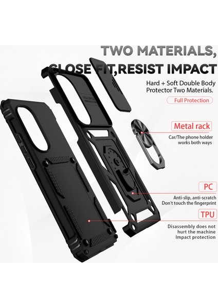 Motorola Edge 2022 Için Halka Ayaklı ve Kayar Kamera Kapaklı Telefon Kılıf - Siyah (Yurt Dışından) fırsatları