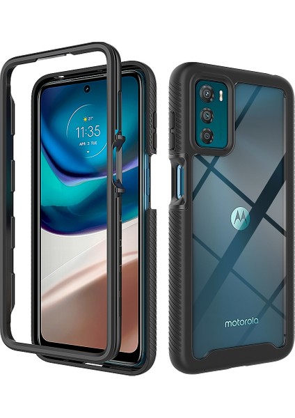 Motorola Moto G42 Için Hibrit Bumper Tam Koruma Telefon Kılıfı - Siyah (Yurt Dışından)