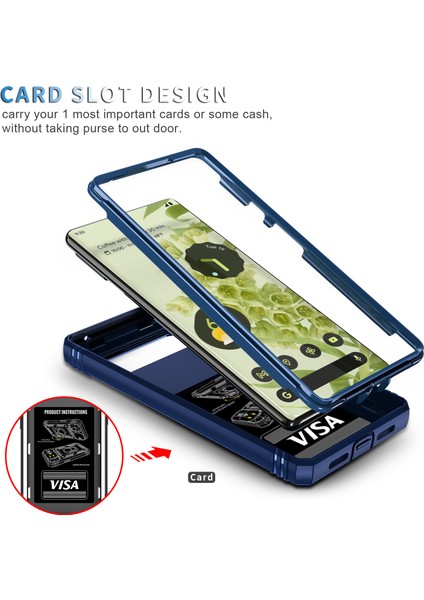 Google Pixel 6 Için Kayar Lens Koruyucu Halka Standlı Telefon Kılıfı - Mavi (Yurt Dışından) fırsatları