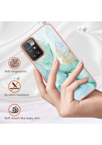 Xiaomi Redmi 10 Için Mermer Şık Desenli Tpu Tampon Telefon Kılıfı - Yeşil (Yurt Dışından)