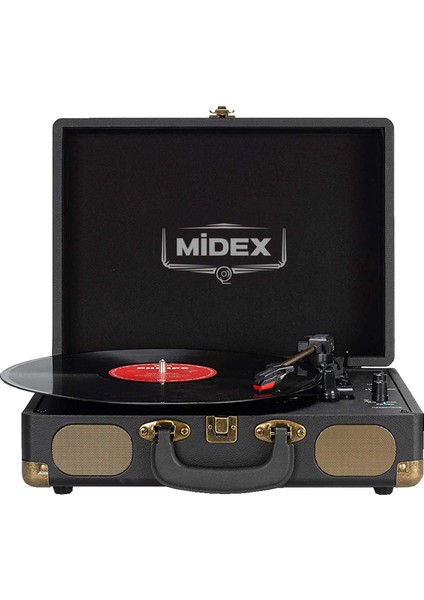 Mtx101BK Nostaljik Retro Pikap Plak Çalar (Şarjlı Bluetooth Aux Hoparlörlü 3 Devir) İğne Dahil