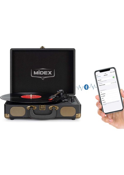 Mtx101BK Nostaljik Retro Pikap Plak Çalar (Şarjlı Bluetooth Aux Hoparlörlü 3 Devir) İğne Dahil modelleri