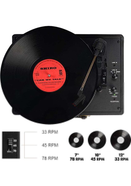 Mtx101BK Nostaljik Retro Pikap Plak Çalar (Şarjlı Bluetooth Aux Hoparlörlü 3 Devir) İğne Dahil fırsatları