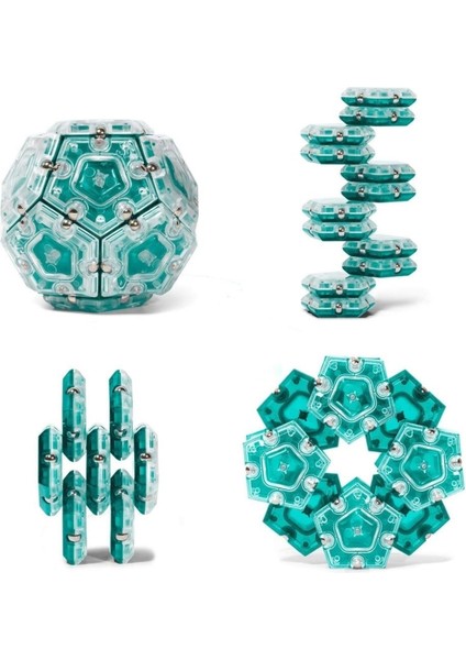 LRS Store Geometrik Manyetik Fidget Küre - 12 Parça Set Mıknatıslı Eğlenceli 3D Stres Oyuncağı Decompression