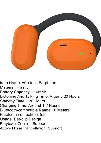 Bluetooth Uyumlu 5.0 Kablosuz Kulaklık - Turuncu (Yurt Dışından)