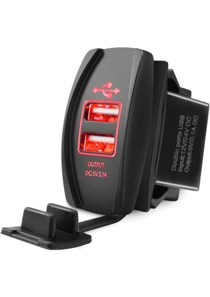 Araç Şarj Cihazı - Siyah / Kırmızı (Yurt Dışından)