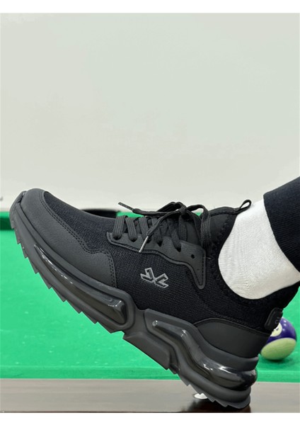 Erkek Spor, Jel Taban, Nefes Alabilen Anorak Gövde, Siyah Sneaker, Spor Ayakkabı