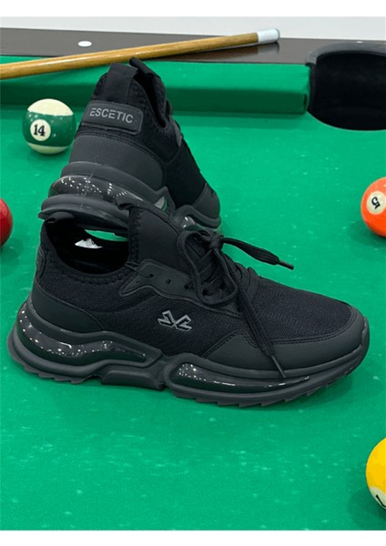 Erkek Spor, Jel Taban, Nefes Alabilen Anorak Gövde, Siyah Sneaker, Spor Ayakkabı