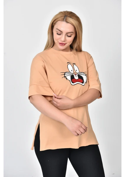 Zeren Moda Kadın Bugs Bunny Baskılı  Oversize T-Shirt