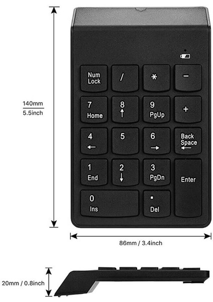 Kablosuz Bluetooth Sayısal Tuş Takımı Numpad - Numerik Klavye - Keypad - Windows Android Ios Uyumlu