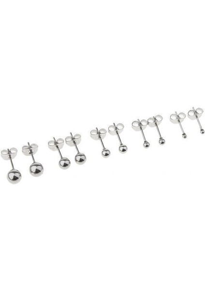 3x5 Çift Çeşitli Top 2mm 6mm Disk Bilyalı Paslanmaz Çelik Çıtaları 3 Adet Küpe (Yurt Dışından)