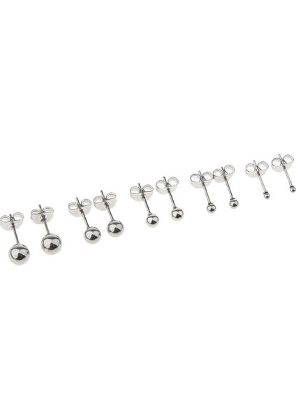 3x5 Çift Çeşitli Top 2mm 6mm Disk Bilyalı Paslanmaz Çelik Çıtaları 3 Adet Küpe (Yurt Dışından)
