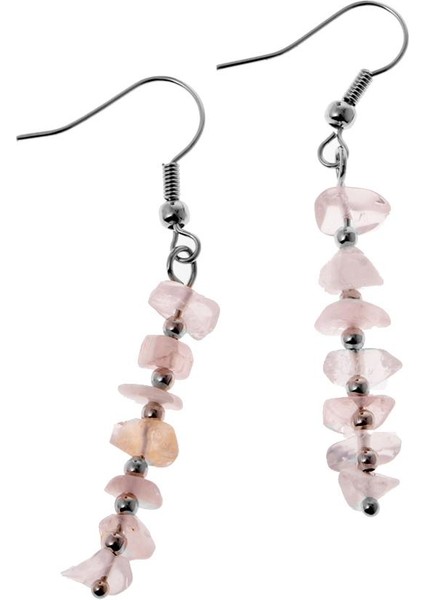 Sıcak 7 Renkler Düzensiz Taş Taş Boncuk Reiki 5.5 cm Uzun Dangle Kanca Pembe Küpe (Yurt Dışından)